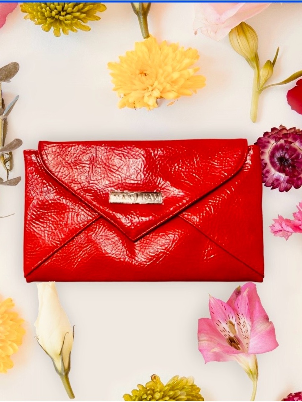 Mary Kay Red Patent Envelope Clutch Wristlet